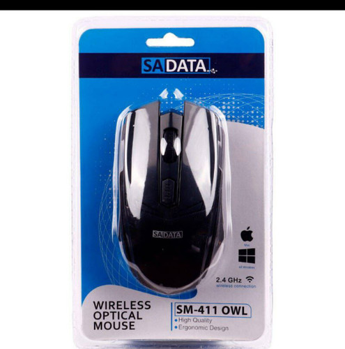 موس بی سیم SADATA SM-411 OWL ✴️شناسه محصول:1051564 🔴ق ✳️میزان دقت حسگر : ۱۰۰۰DPI ✳️پشتیبانی از اتصال Play & Plug ✳️اتصال بی سیم توسط دانگل USB